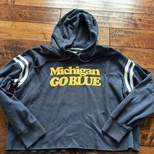 Michigan Navy Cropped Hoodie